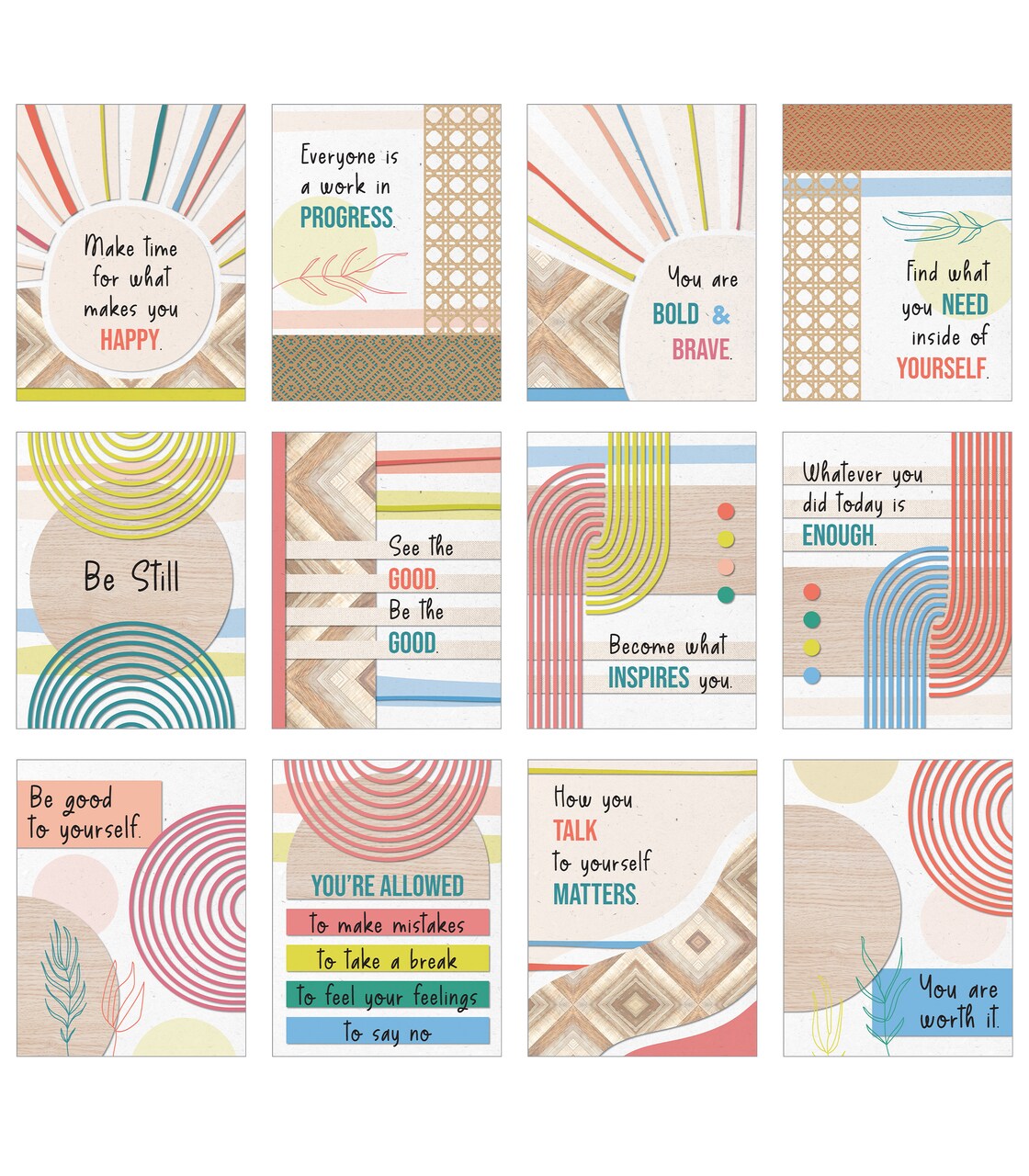 Carson Dellosa True to You 12-Piece Posters Set, Motivational 8.5" x 11" Modern Wall Art With Positive Affirmations for Bulletin Board, Door, Classroom Decor, School Counselor Office Must Haves